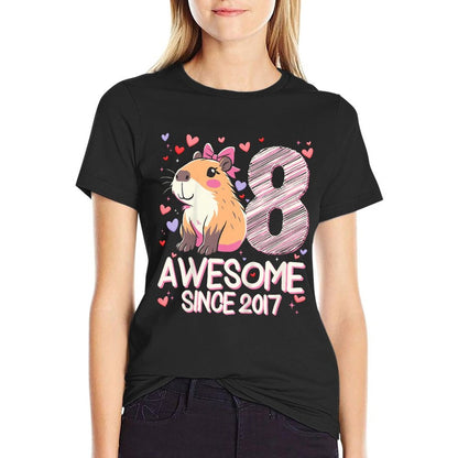 Kids 8 Years Old Capybara Gifts For Girls 8th Birthday Party  Quick-drying T-Shirt