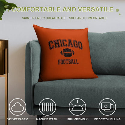 American Football Sport Design  Chicago Football - Distressed Soft Durable Construction Throw Pillow