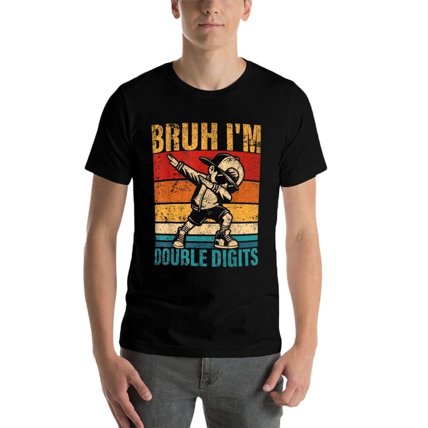 10 Years Old Birthday Bruh I'm Double Digits 10th Birthday  Slim-fit Cut T-Shirt