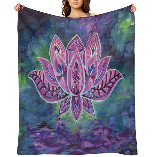 Purple Lotus Wrinkle-free Throw Blanket