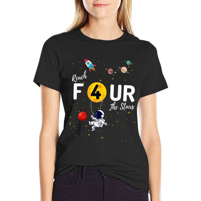 Reach 4 The Stars Child's 4th Birthday Party  Cotton T-Shirt