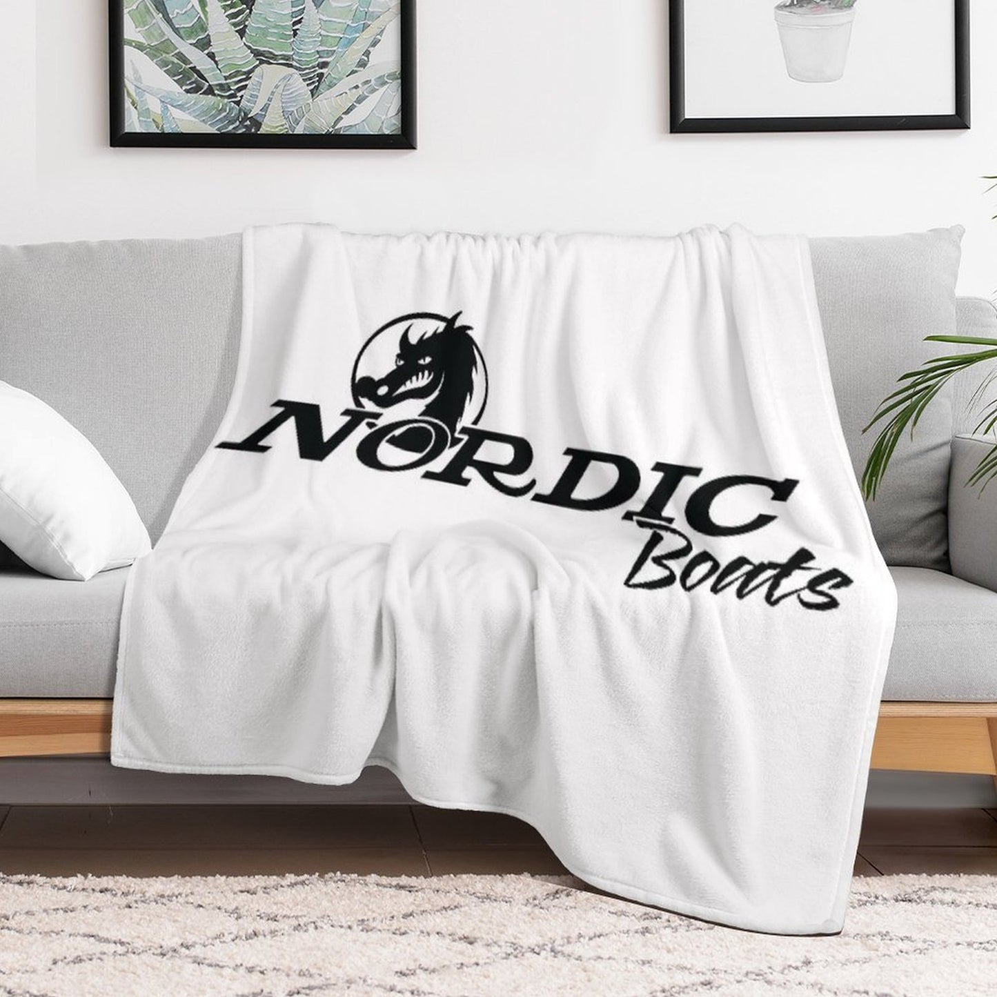 Nordic Boats Logo Plush Throw Blanket
