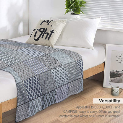 Gray Patchwork Anti-pilling Throw Blanket