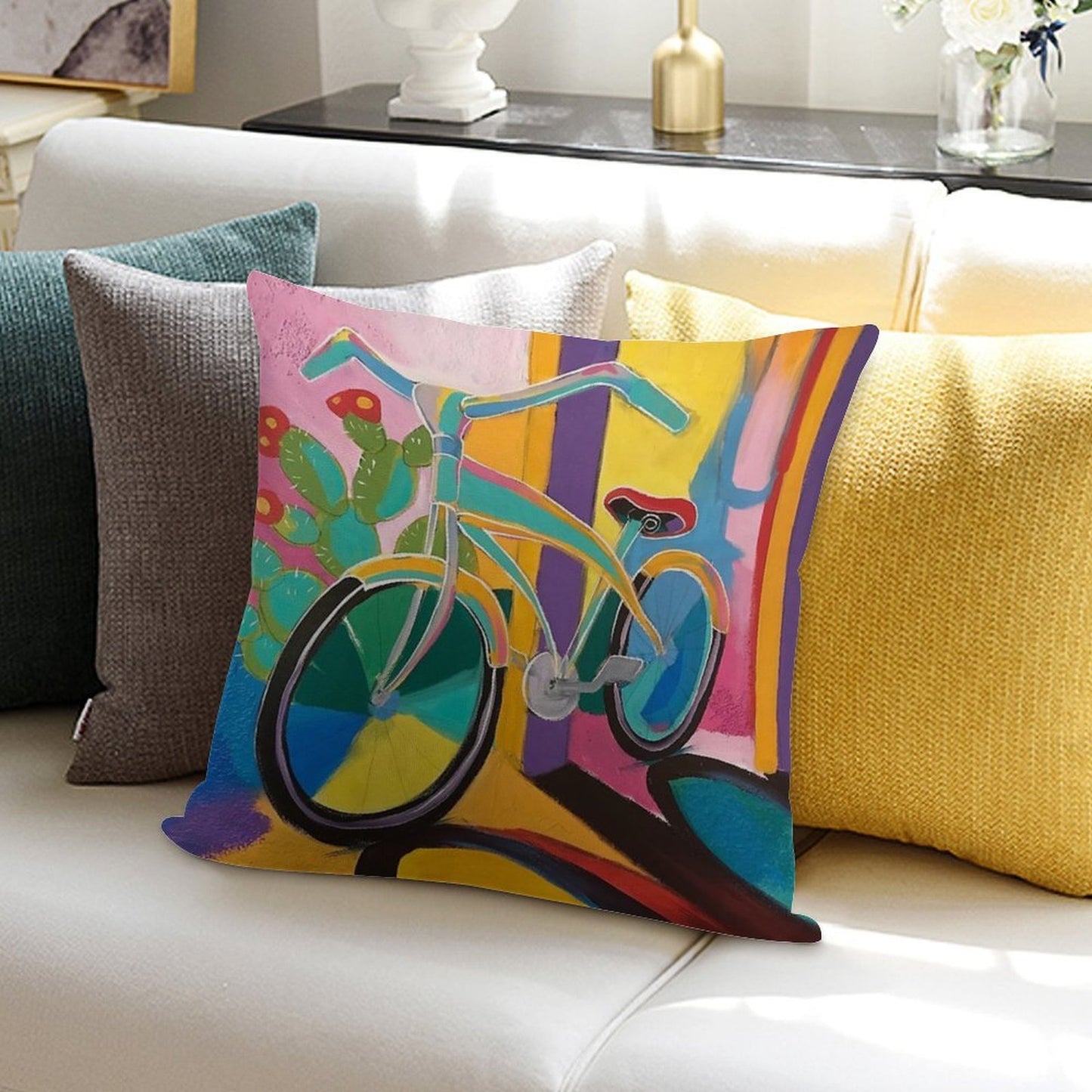 La Bicicleta Soft Luxury Feel Throw Pillow