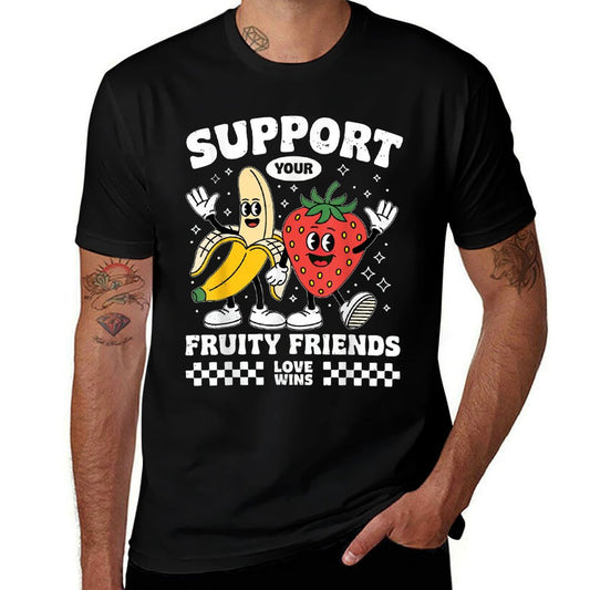 Support Your Fruity Friends Gay Pride Month LGBTQ Funny Ally  Soft T-Shirt