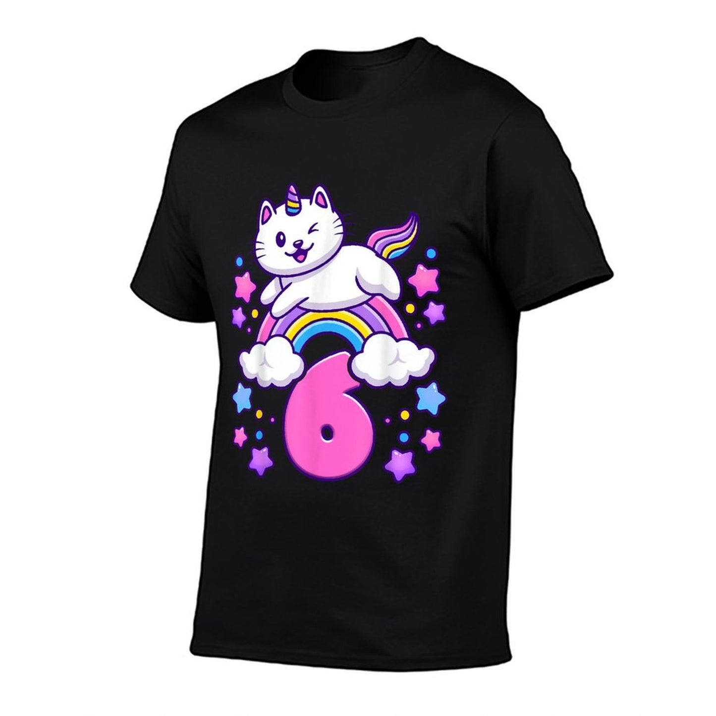 Birthday Girl 6 Years Old, Cat, Unicorn, 6th Birthday  Lightweight T-Shirt