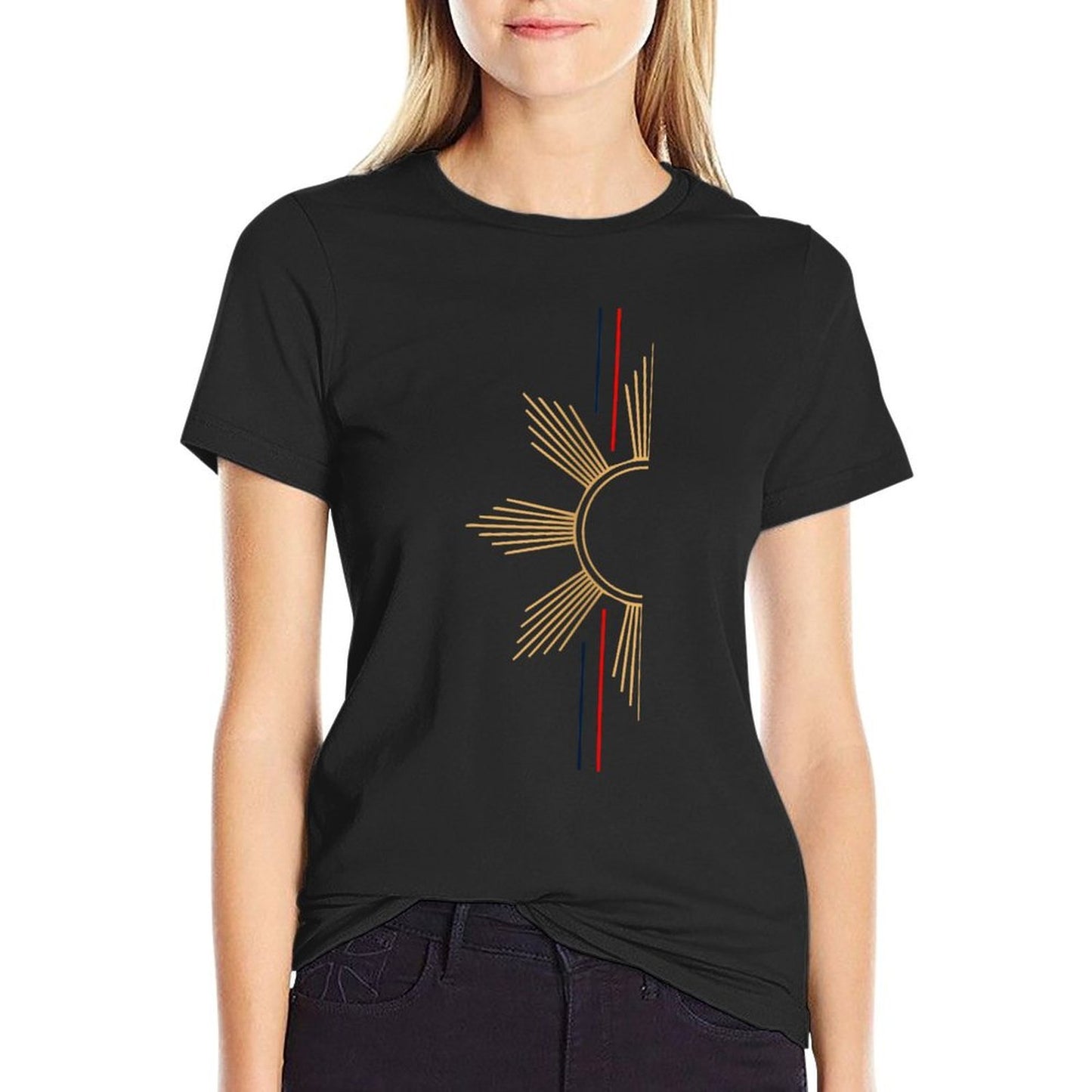 Womens Minimalist Filipino Sun  Moisture-wicking T-Shirt