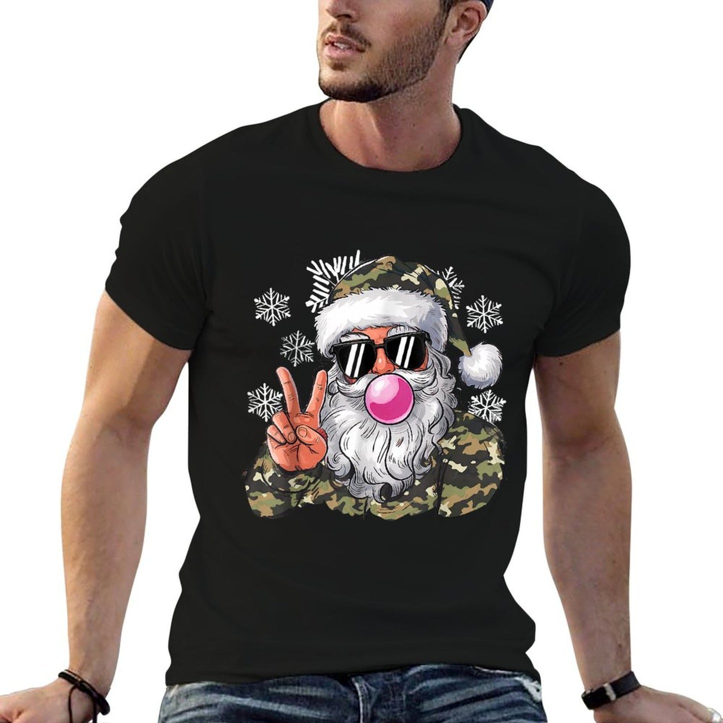 Funny Christmas Camouflage Camo Santa Hello Hunting Season Comfortable T-Shirt