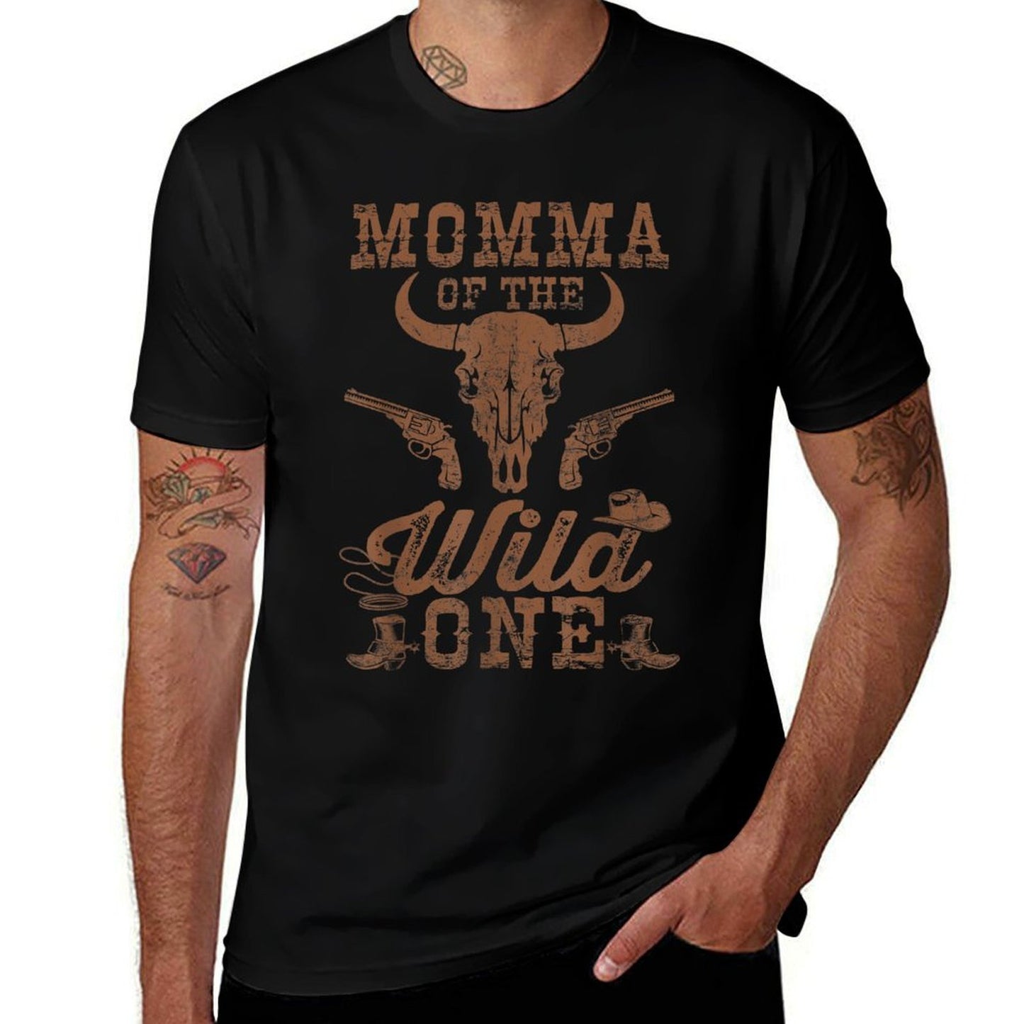Momma Of The Wild One Birthday Cowboy Western Family  High-quality Stitching T-Shirt