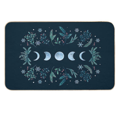 Moonlit Garden-Teal Snow  Dirt-Trapping Bath Mat