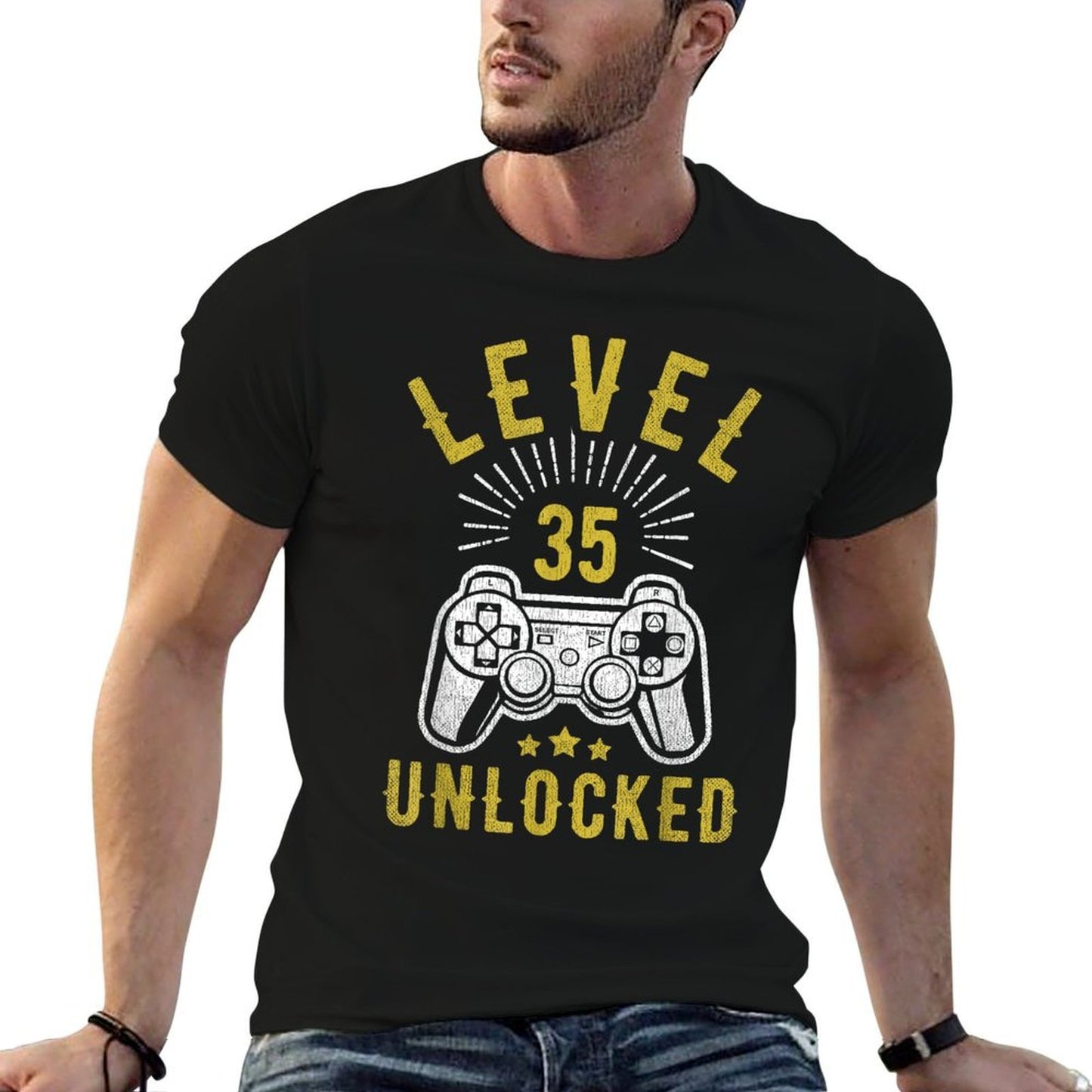 Level 35 Unlocked Funny 35th Birthday Men 35 Years Old  Vintage-inspired T-Shirt
