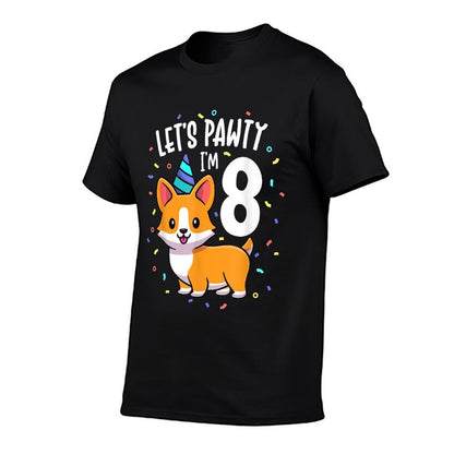 8 Years Old Corgi Dog Lover 8th Birthday Party Outfit Kid  Stretchy T-Shirt