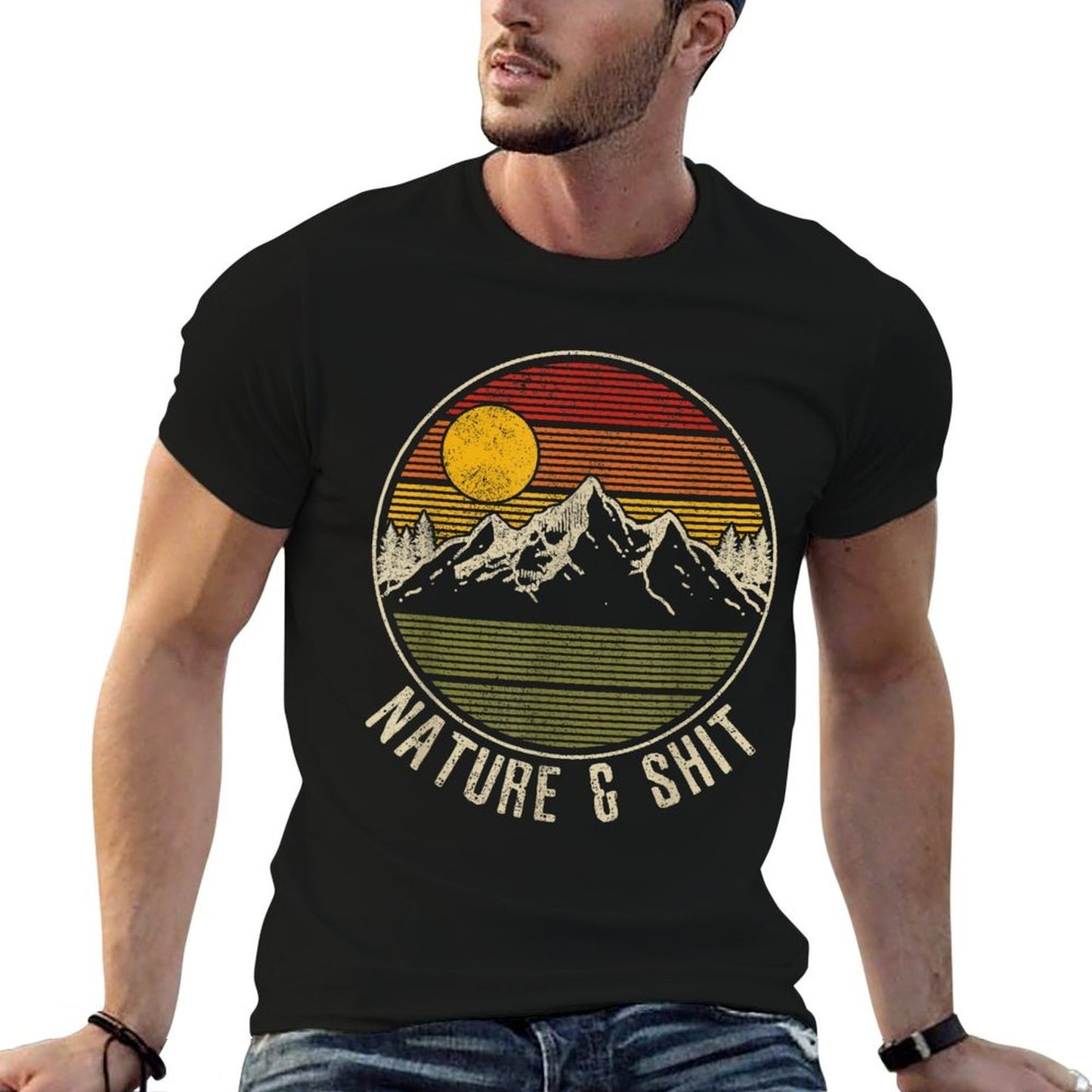 Nature  Shit - Funny Vintage Mountains Hiking Camping Gift  Durable T-Shirt