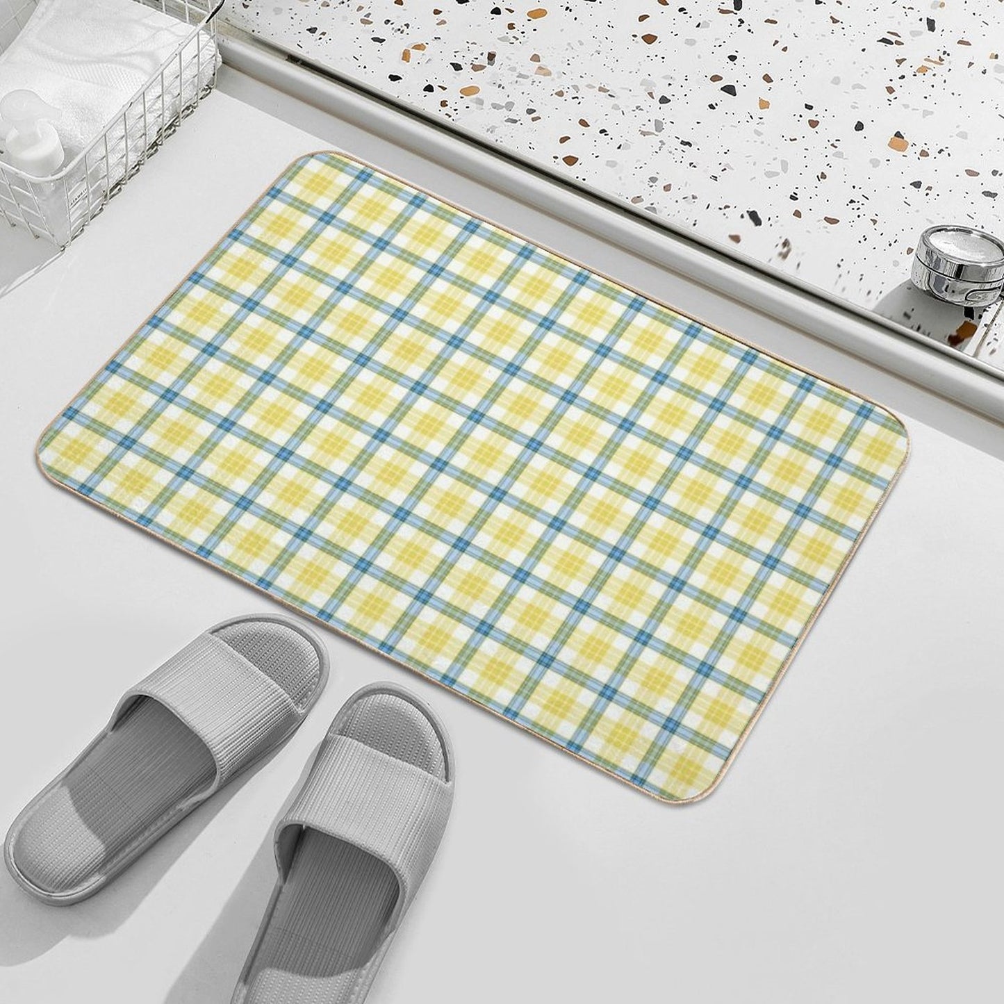 McGrath Tartan Blue And Yellow Irish Plaid  Easy To Clean Bath Mat