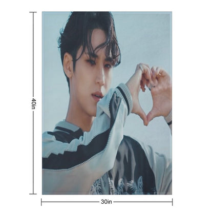 Mingyu And Heart from Hot Mv Velvety-soft Throw Blanket