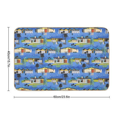 Mid Century Modern Homes of The Desert Under A Night Sky with Stars  Rapid-Drying Bath Mat