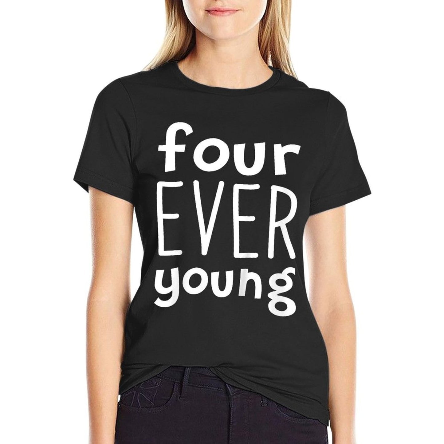 Kids Kids Four Ever Young 4th Birthday Boy Girl 4 Year Old  Vintage-inspired T-Shirt