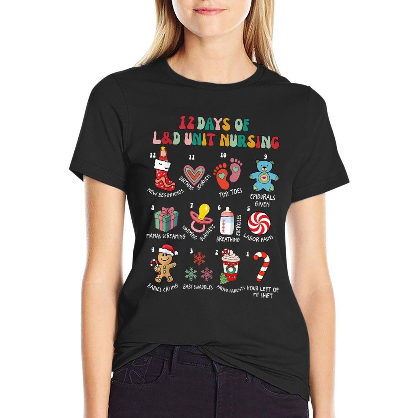 12 Days Of LD Unit Nursing Labor  Delivery Nurse Christmas  Vintage-inspired T-Shirt