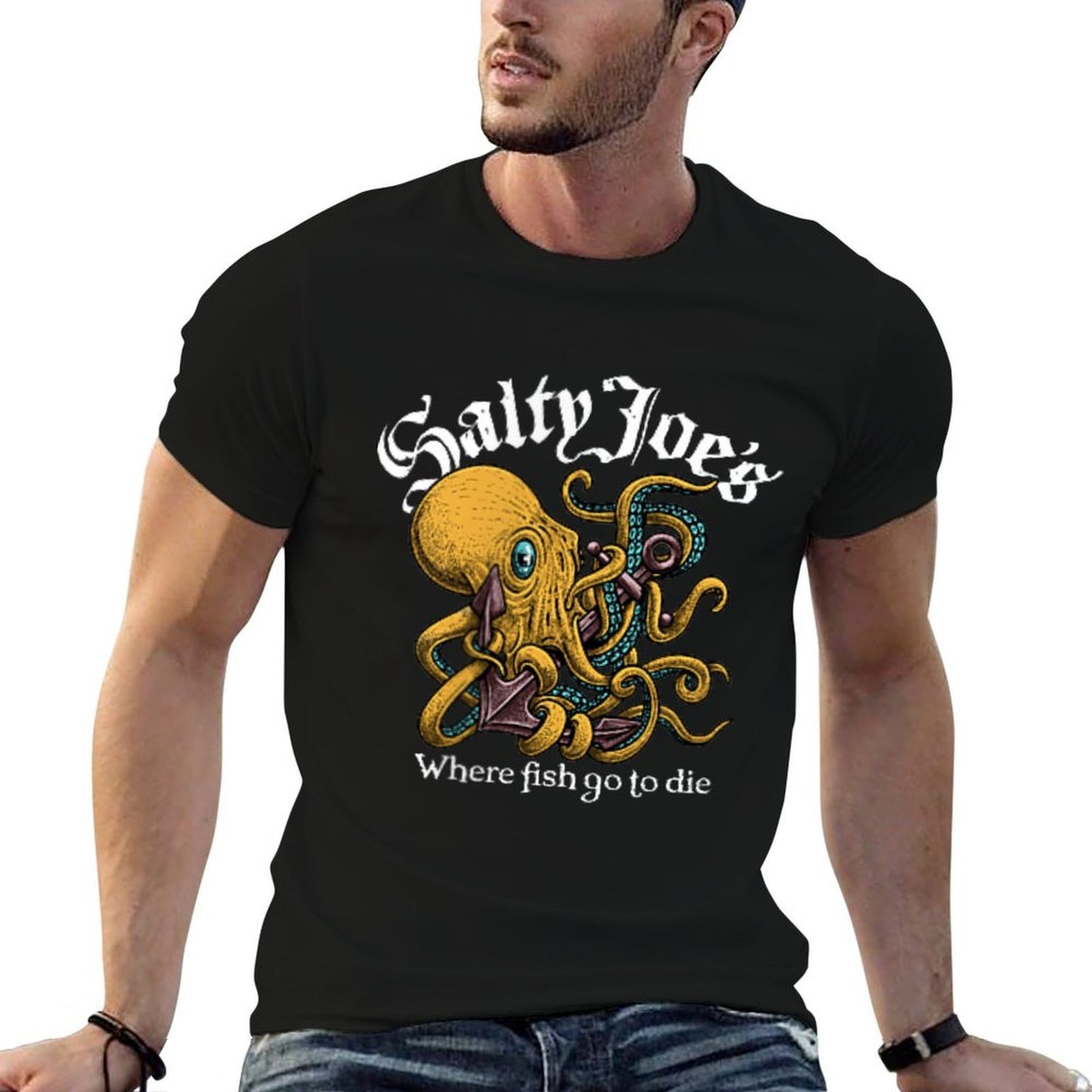 Salty Joes Raging Octopus Logo Graphic  Eco-friendly Material T-Shirt