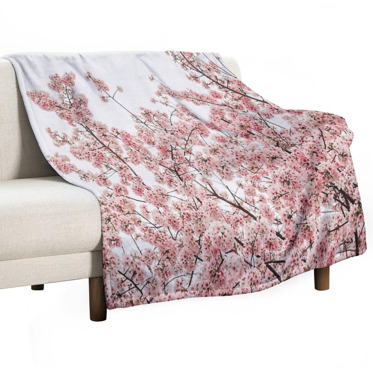 Minimal Japanese Cherry Blossom Gift-ready Throw Blanket