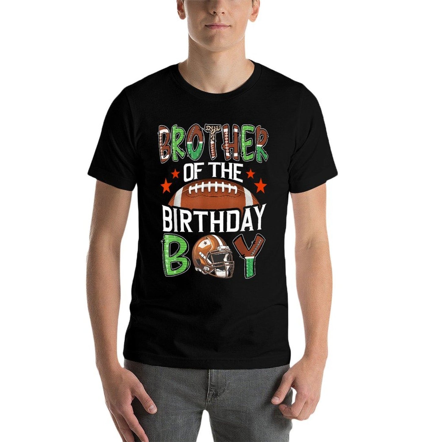 Brother Of The Birthday Boy Game Day Football  Rolled Sleeves T-Shirt