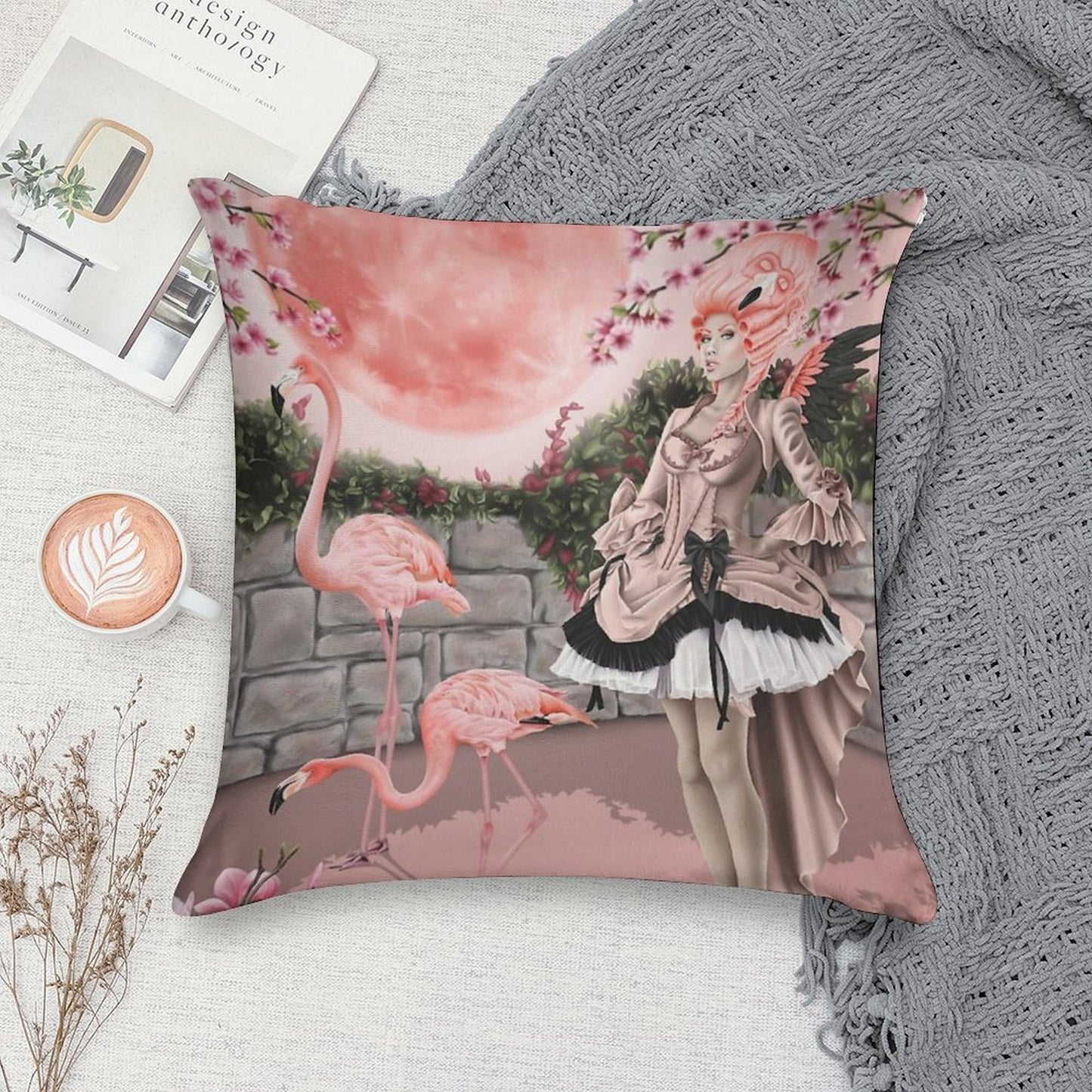 Flamingo Fairy - Pink Moon Soft Home Decor Throw Pillow