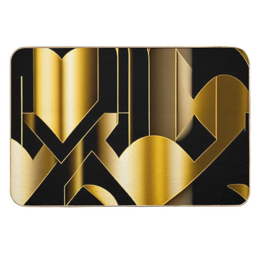 Black & Gold Gatsby Art Deco Inspired Patterns  Toxin-Free Bath Mat