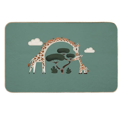 Giraffe Baby And Mom  Pet-Safe Bath Mat