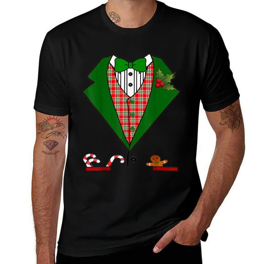 Tuxedo For Men  Boys Christmas Red And Green Tux  Wrinkle-resistant T-Shirt