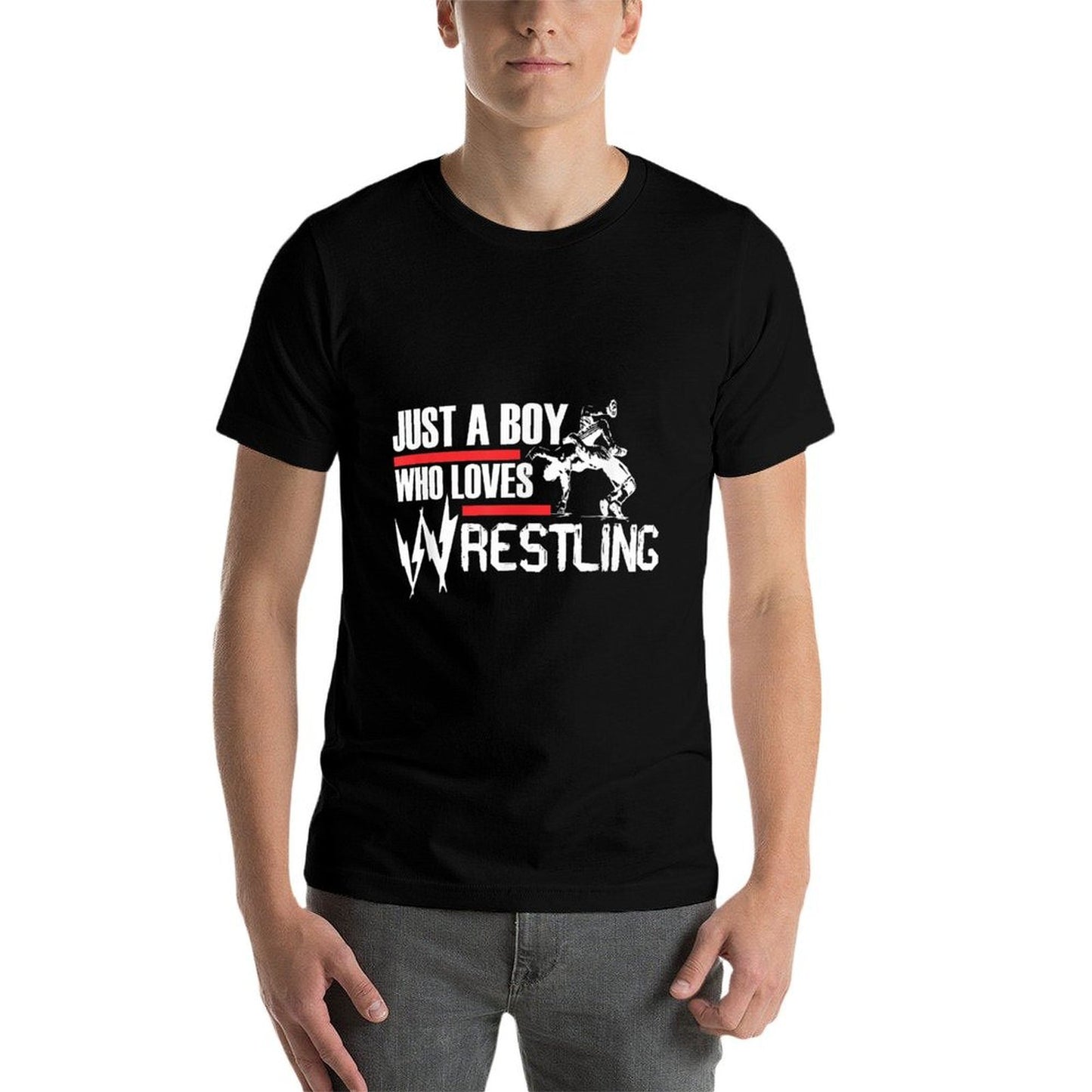 Just A Boy Who Loves Wrestling, Wrestler Wrestle, Fighter 2  Moisture-wicking T-Shirt