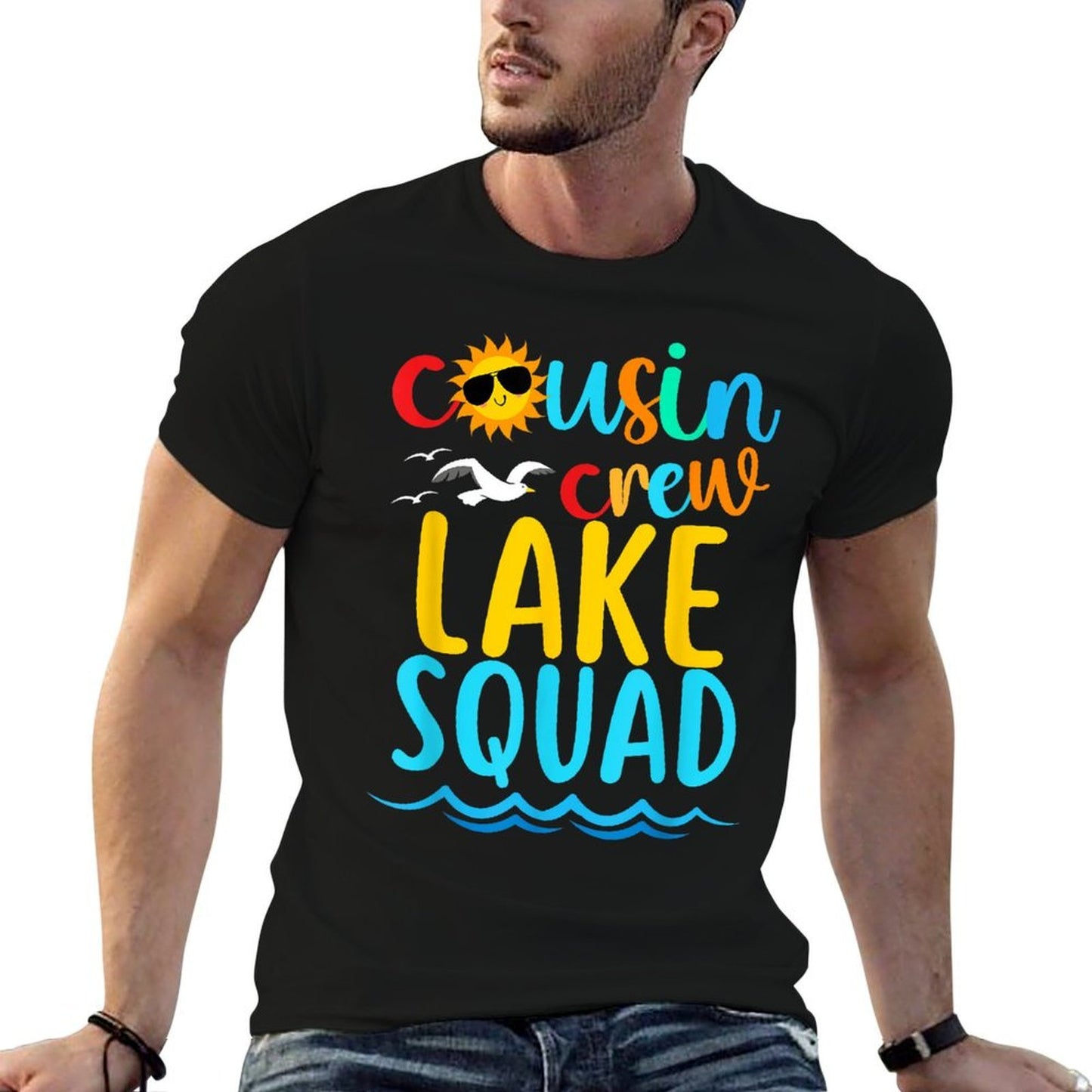 Cousin Crew Lake Squad 2024 Summer Vacation Family Matching  Heathered Texture T-Shirt