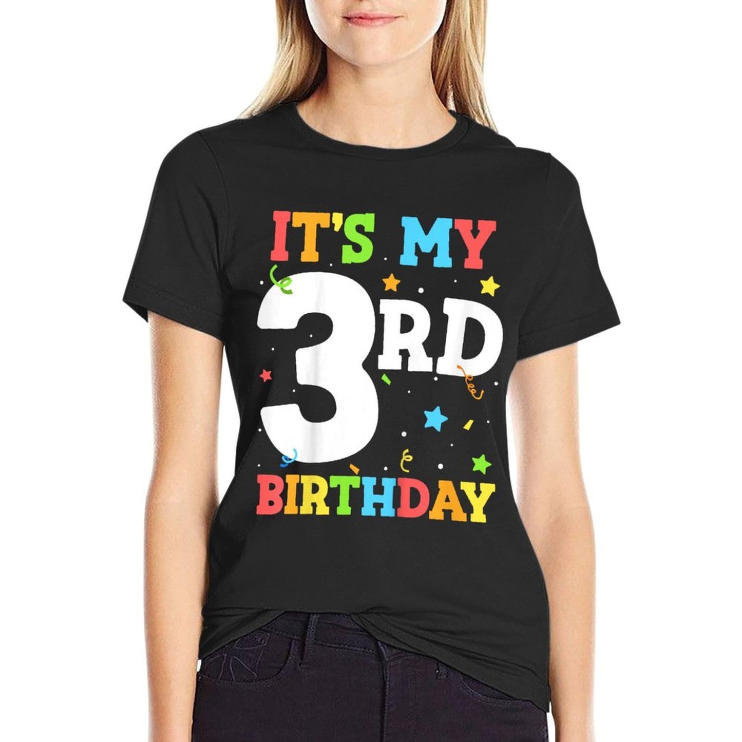 It's My 3rd Birthday Boy 3 Toddler Girl Three Happy Birthday  Polyester Blend T-Shirt