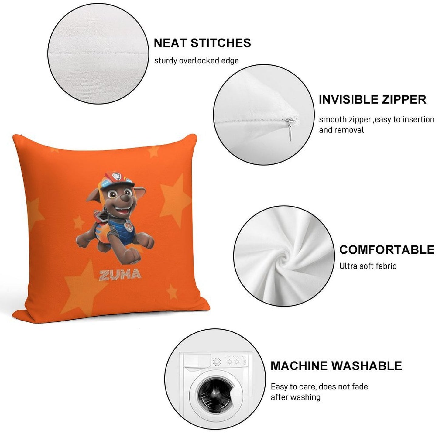 Paw Patrol Zuma Soft Reinforced Edging Throw Pillow