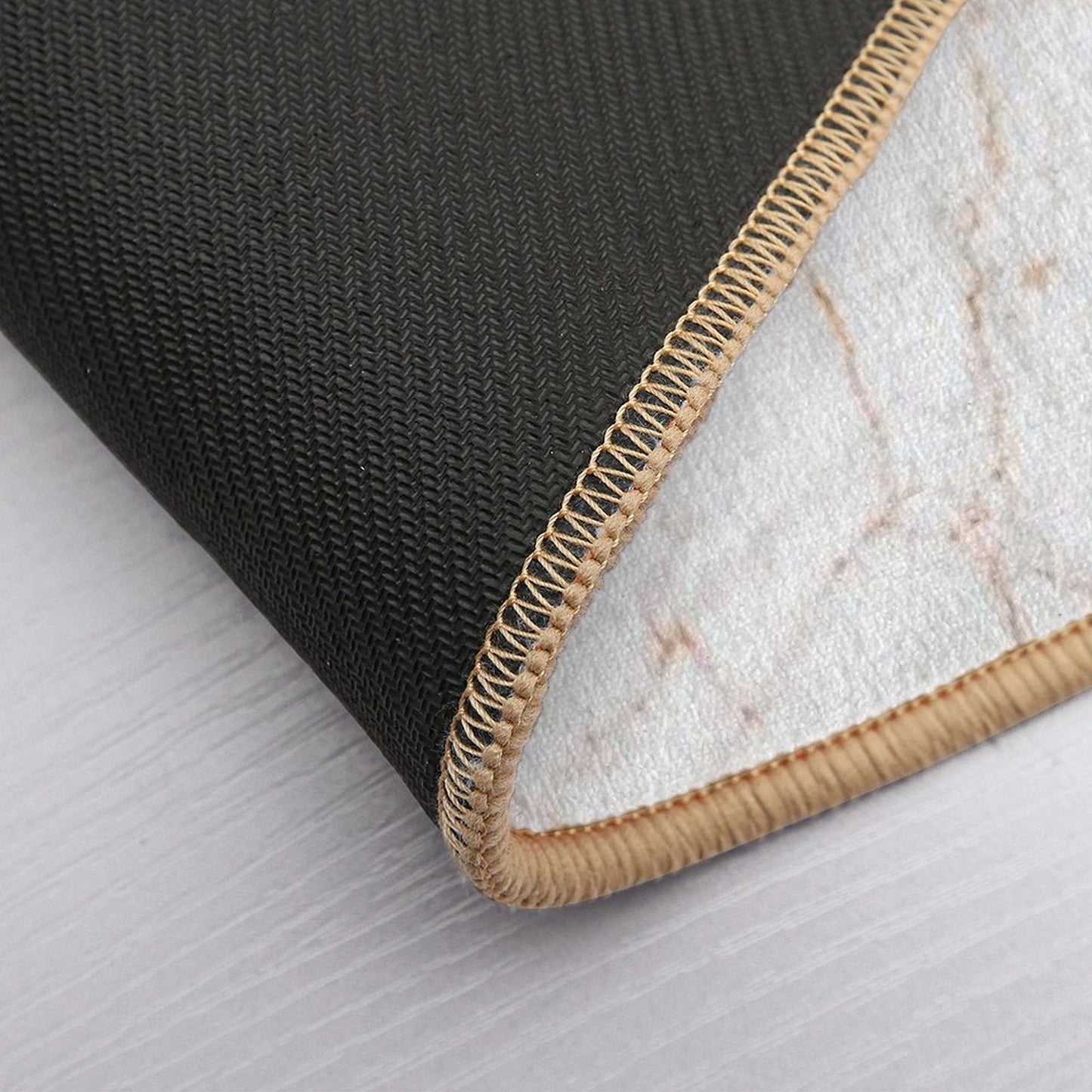 White Faux Marble with Gold Glitter Veins  Repositionable Bath Mat