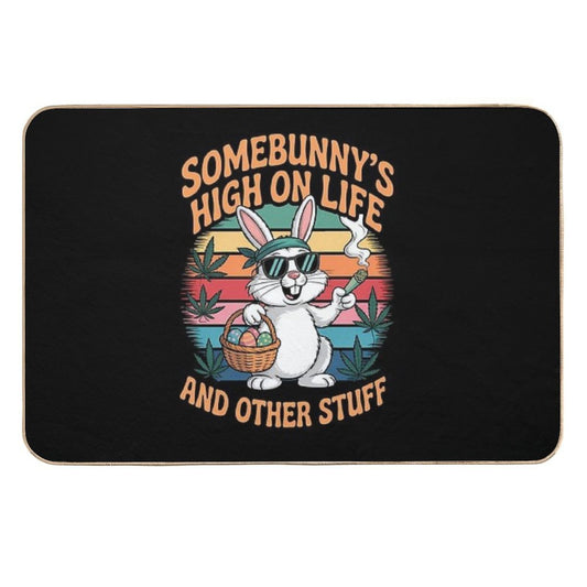 Happy 420 Easter Smoking Weed Funny Some Bunny's High  Absorbent Bath Mat