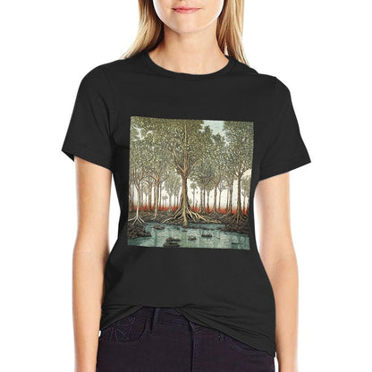 Mangrove Forest Vintage Landscape Graphic  High-quality Stitching T-Shirt