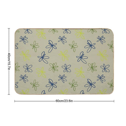 Daisy Whispers - Minimalist Leaf Pattern  Pet-Safe Bath Mat