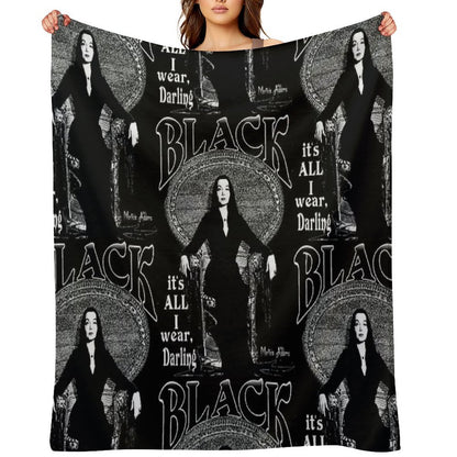 BLACK- It's All I Wear- Morticia Addams Gift-ready Throw Blanket