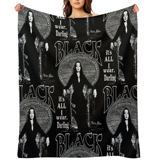BLACK- It's All I Wear- Morticia Addams Gift-ready Throw Blanket