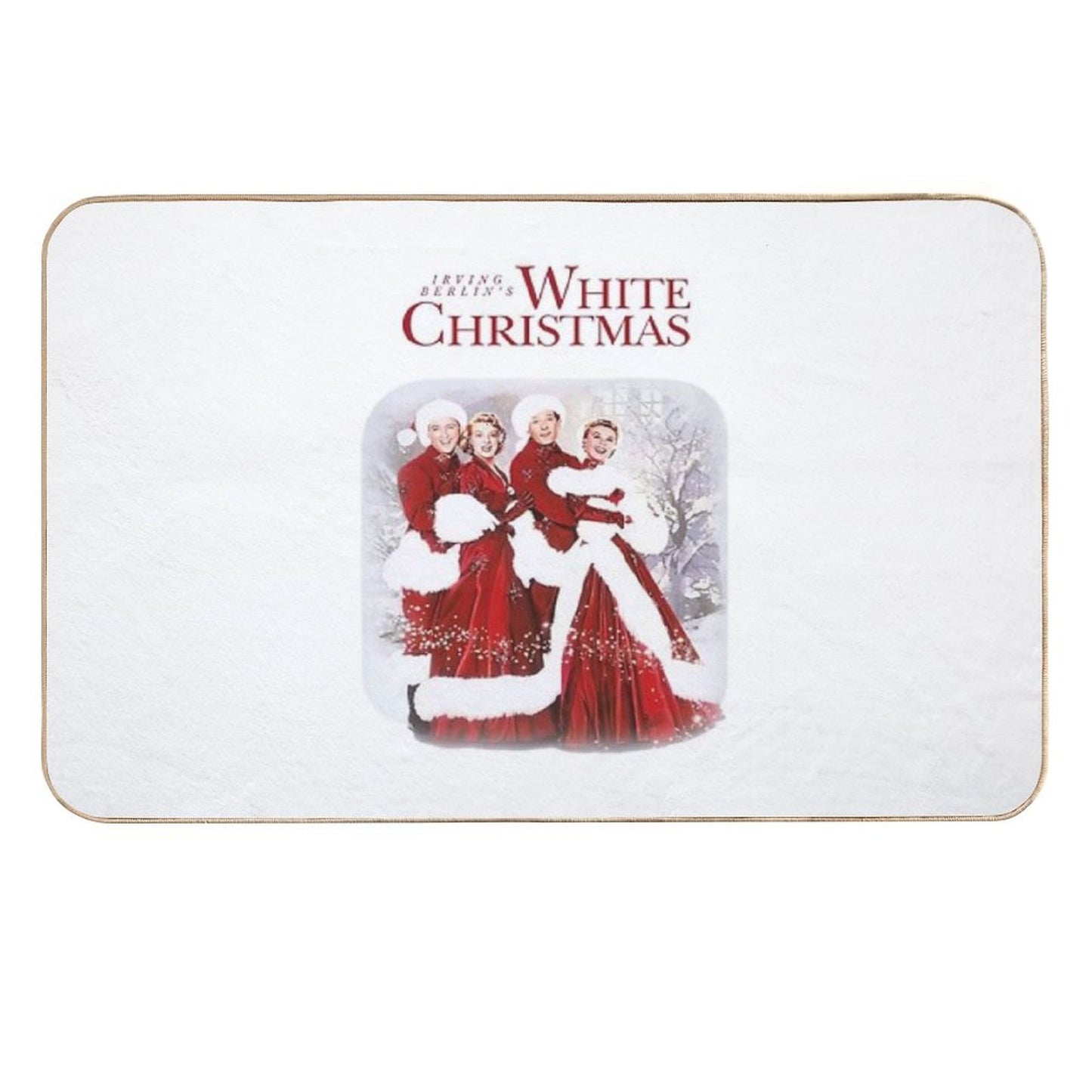 Retro Irving Berlins White Christmas  Easy Maintenance Bath Mat