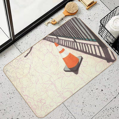 Orange Traffic Cone Durable Bath Mat