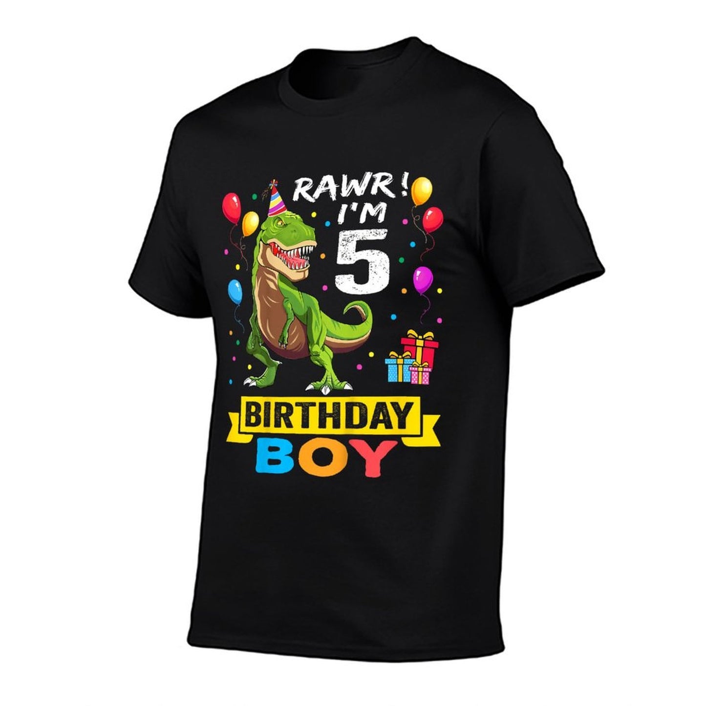 Kids 5 Year Old 5th Birthday Boy T Rex Dinosaur  Soft T-Shirt