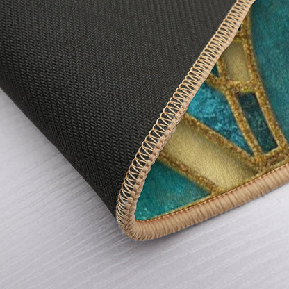 Elegant Stained Glass Art Deco Window With Marble And Gemstone  Easy To Clean Bath Mat