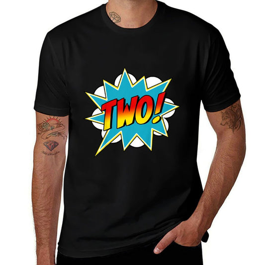 Kids Two! 2nd Birthday Superhero Boys 2 Years Old Comic Book  Cotton T-Shirt