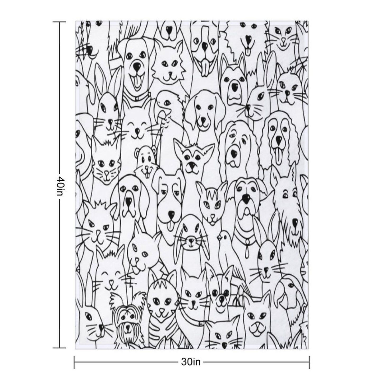 Funny Pattern with Cute Pets Dogs, Cats, Birds, Rabbits, Hamster Female Child Male Animal Lover Shrink-resistant Throw Blanket