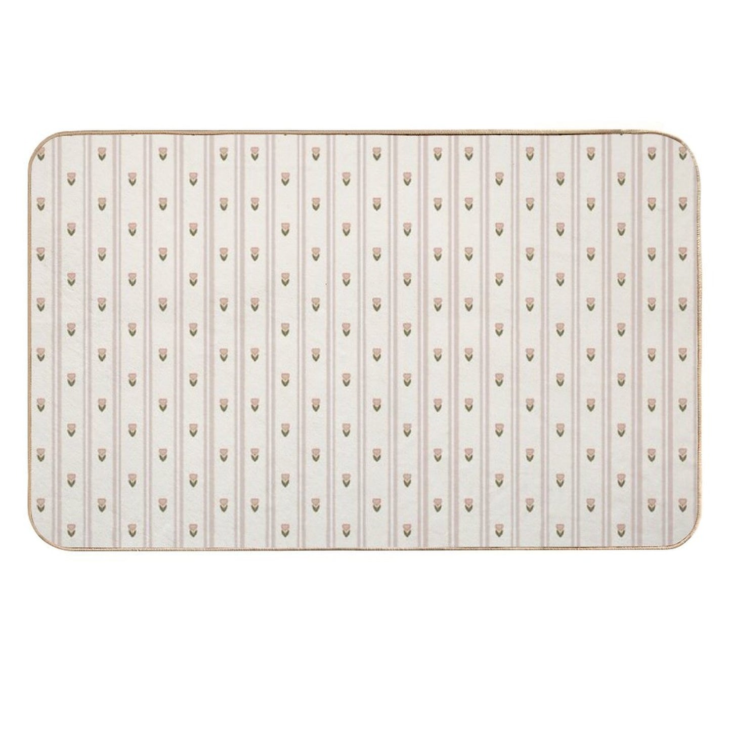 Grandma's Cottage Pink Tulips Wallpaper Pattern  Non-Slip Bath Mat