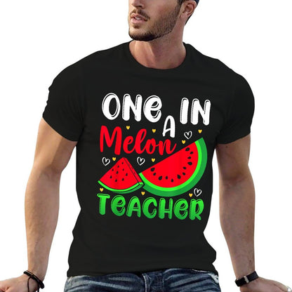 One In A Melon Teacher Watermelon Funny Summer  Easy-care T-Shirt