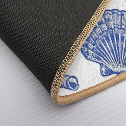 Blue Seashell Print  Rapid-Drying Bath Mat