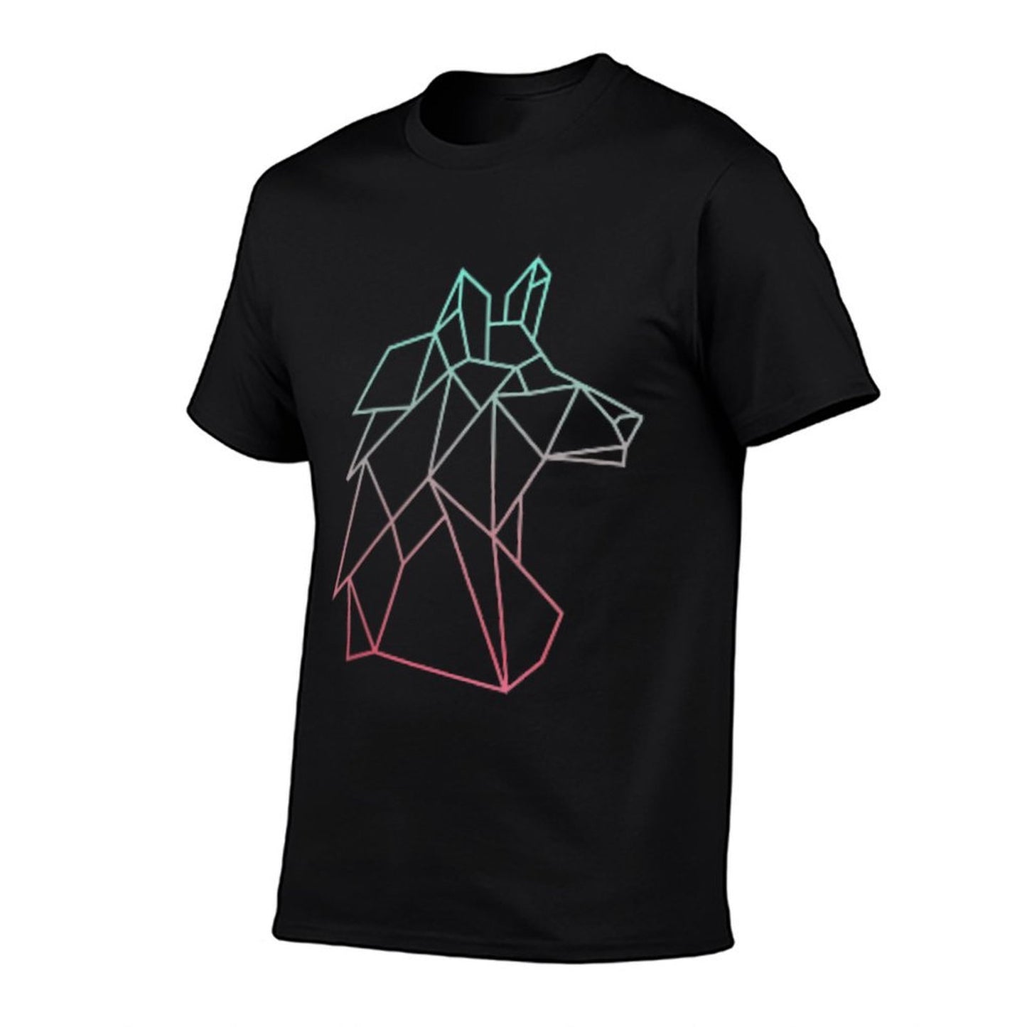Ombre Tribal Minimalist Geometric Crystal Wolf  Polyester Blend T-Shirt