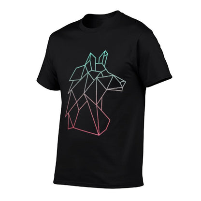 Ombre Tribal Minimalist Geometric Crystal Wolf  Polyester Blend T-Shirt
